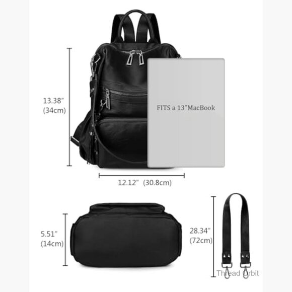 Convertible Vegan Leather Backpack Purse with Tassel, Holds 14\